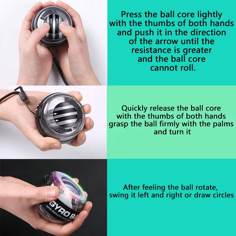 Self-Starting Wrist Gyro Ball Power Trainer Ball Wrist Strengthening Device Forearm Exerciser Strengthen Arms Fingers Muscles